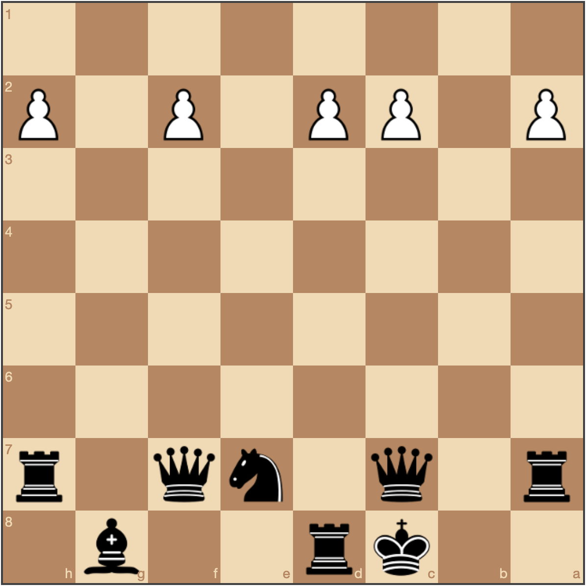 Partial view of chess board from black player’s perspective